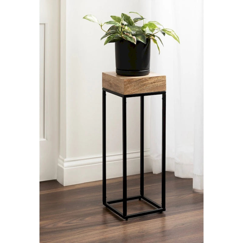 Mesa auxiliar de madera y metal - 8x8x23