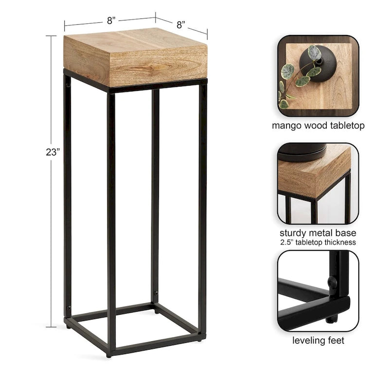 Mesa auxiliar de madera y metal - 8x8x23