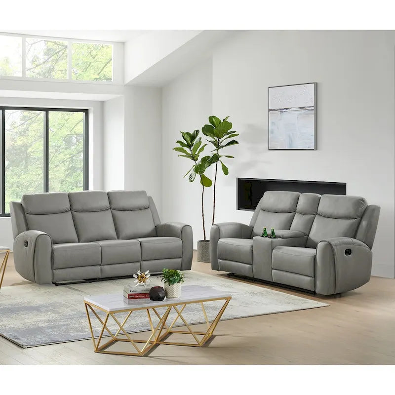 Juego reclinable transicional de 2 piezas, gris
