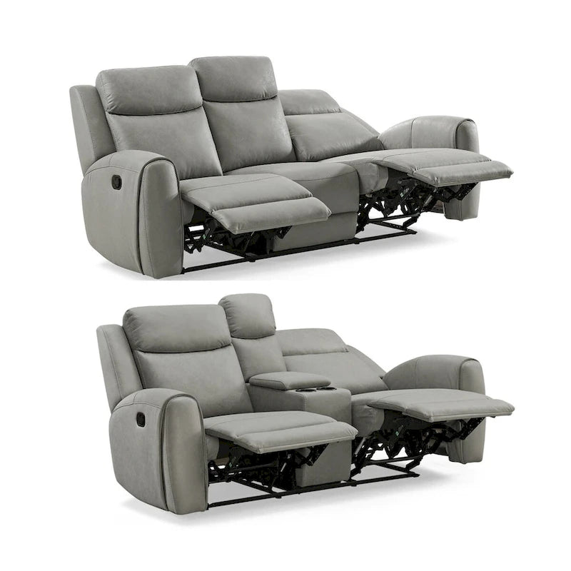 Juego reclinable transicional de 2 piezas, gris