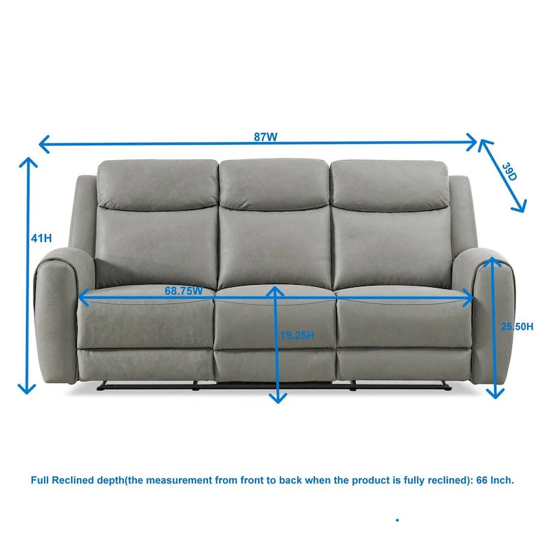 Juego reclinable transicional de 2 piezas, gris