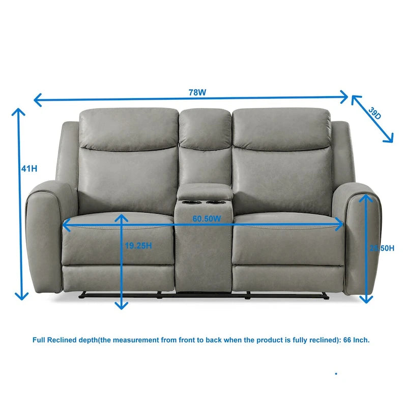 Juego reclinable transicional de 2 piezas, gris