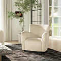 Sillón decorativo de 32" tapizado en piel sintética con brazo curvo de transición