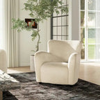 Sillón decorativo de 32" tapizado en piel sintética con brazo curvo de transición