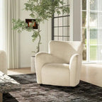 Sillón decorativo de 32" tapizado en piel sintética con brazo curvo de transición