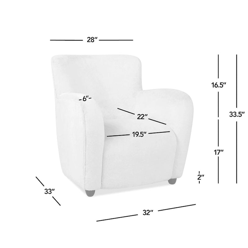 Sillón decorativo de 32" tapizado en piel sintética con brazo curvo de transición