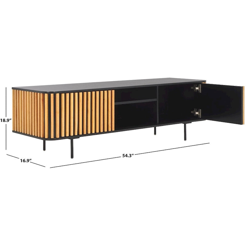 Mueble multimedia de 2 puertas y 2 estantes - 54Wx17Dx19H